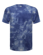 SpectraUSA Cloud Wash Sky tie-dye tee shirt with vibrant blue and white cloud pattern, front view.