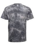 SpectraUSA Cloud Wash Steel tie-dye tee shirt with a front view, showcasing the vibrant cloud pattern on soft fabric.
