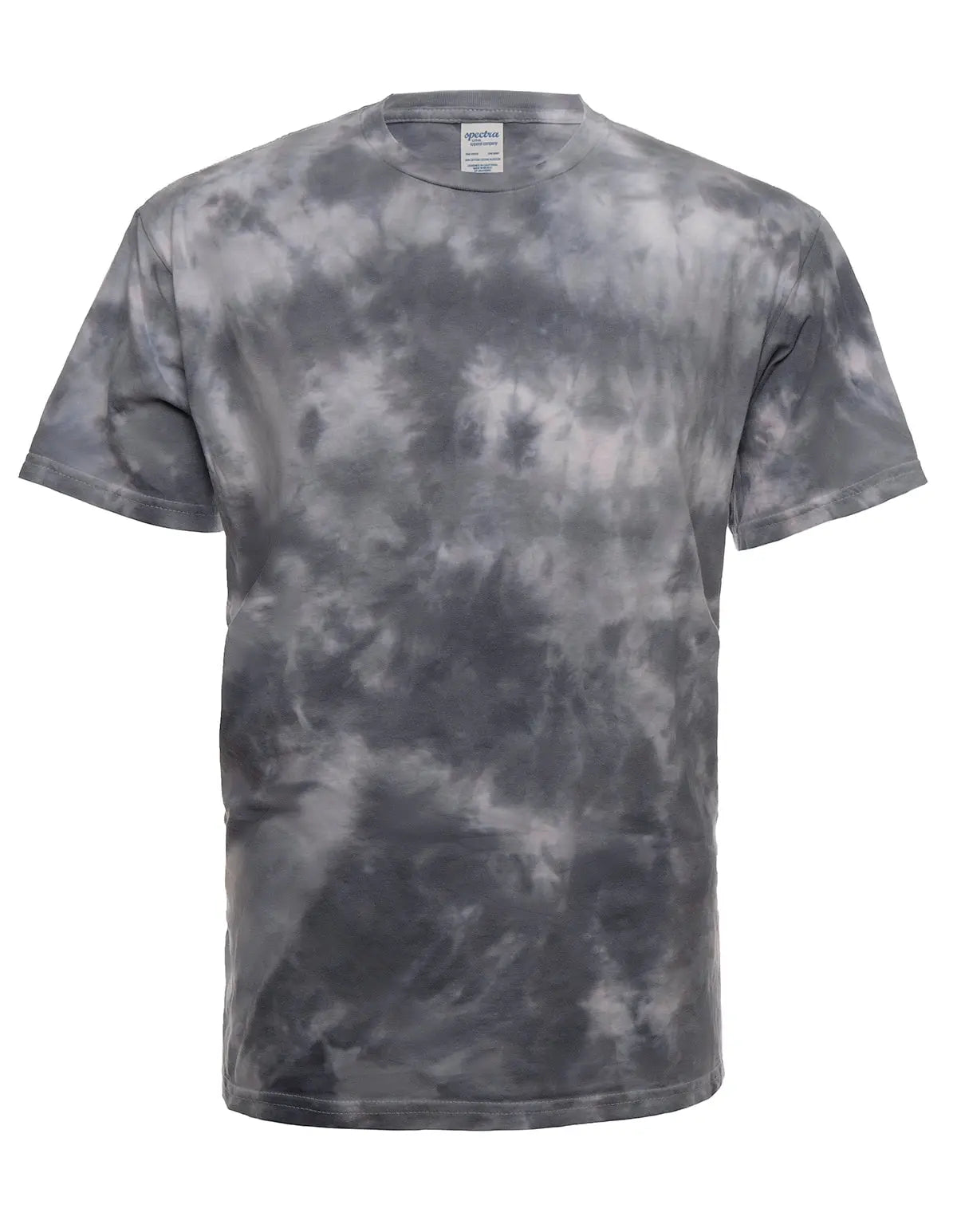 SpectraUSA Cloud Wash Steel tie-dye tee shirt with a front view, showcasing the vibrant cloud pattern on soft fabric.