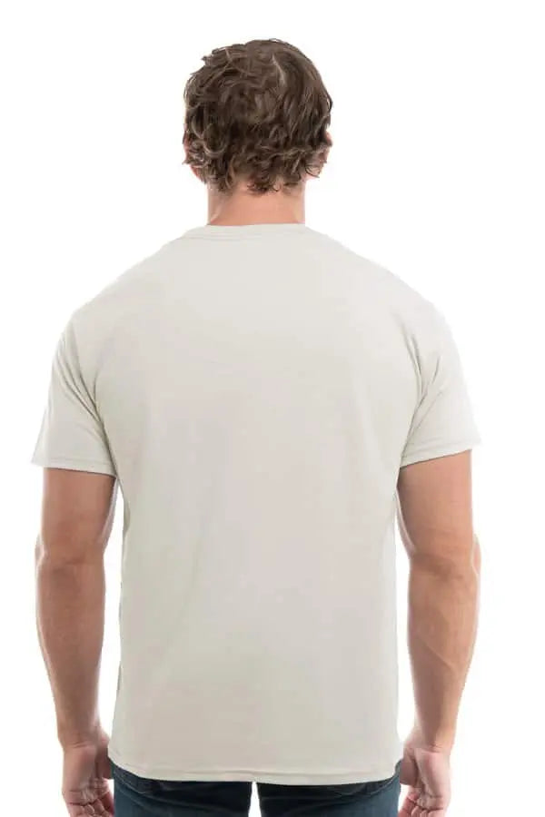 Men's Cotton Perfection Crew in dark colors by SpectraUSA, showing the back view of the comfortable, natural-fit crew neck t-shirt.