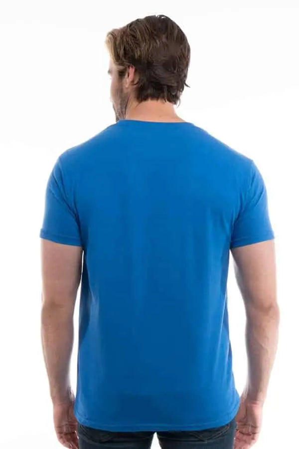 Men's cotton crewneck t-shirt from SpectraUSA in dark colors, featuring a comfortable fit and classic design, shown from the back.