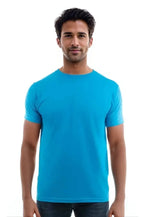 Men's dark turquoise Cotton Perfection Crew by SpectraUSA, front view showcasing soft cotton fabric and comfortable fit.