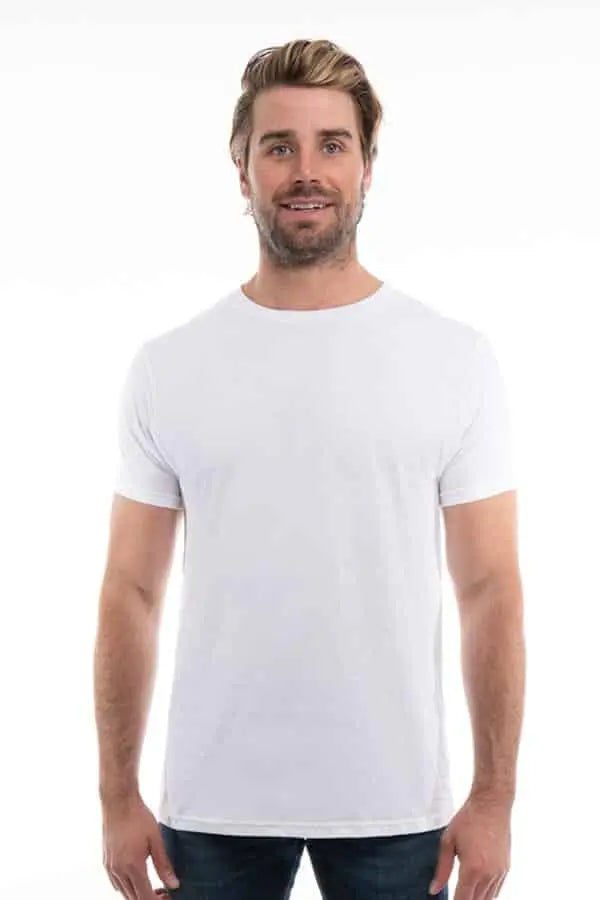 Men's cotton crewneck shirt by SpectraUSA in dark colors, front view showing soft fabric and classic fit.