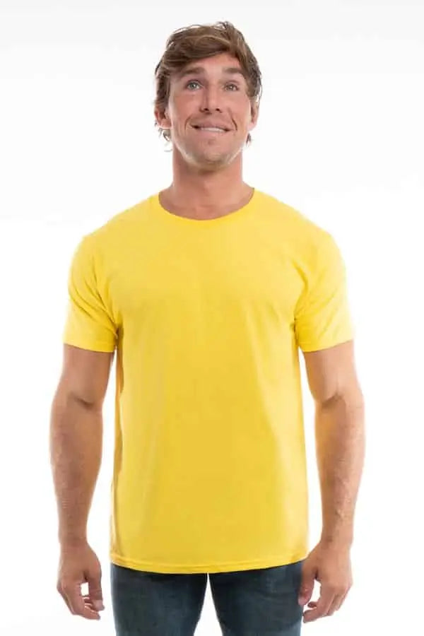 Men's Cotton Perfection Crew shirt in dark colors by SpectraUSA, front view showing the fit and fabric texture.