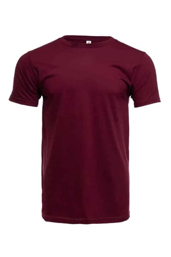 Men's Cotton Perfection Crew by SpectraUSA in dark maroon, front view showing soft cotton fabric and classic crew neckline.