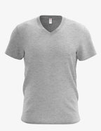 Men's Heather Grey V-Neck T-shirt by SpectraUSA, front view showing soft fabric and classic V-neck design.