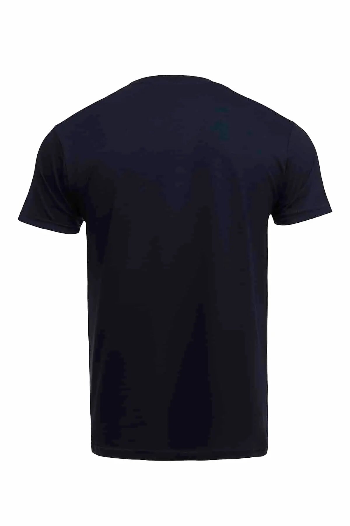 Men's navy USA flag pocket t-shirt by SpectraUSA with patriotic flag print on the back, casual and stylish.