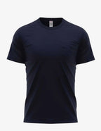 Men's navy Pocket Perfection Pocket Tee by SpectraUSA, front view showing soft cotton fabric and chest pocket.