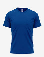 Men's royal blue Pocket Perfection Pocket Tee by SpectraUSA, front view showcasing classic crew neck and chest pocket.