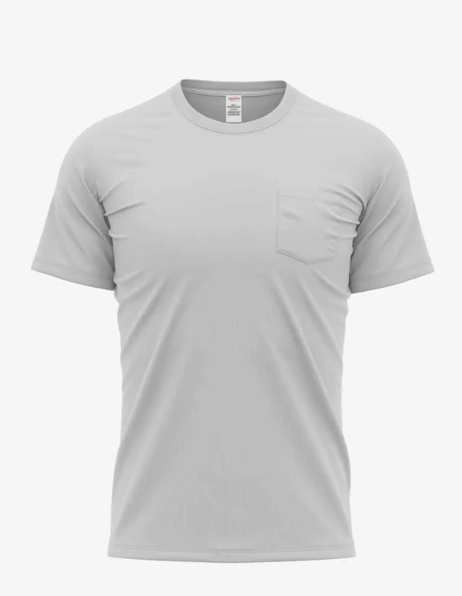 White men's Pocket Perfection Pocket Tee by SpectraUSA, front view showing chest pocket and classic fit.