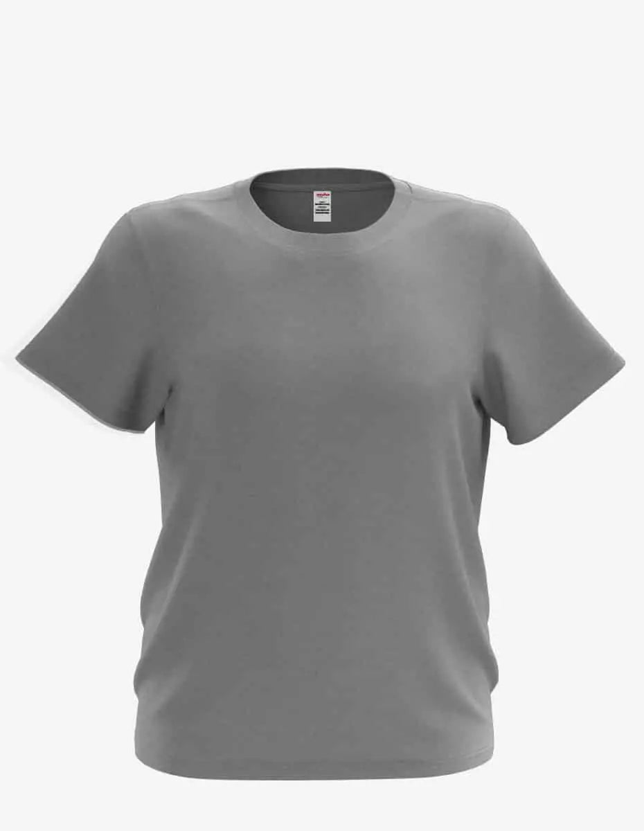 Kids' Bi-blend Youth Mega-Tee by SpectraUSA in ash heather, shown from the front with a comfortable, casual fit.