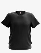 Black kids' Bi-blend Youth Mega-Tee by SpectraUSA, front view showing comfortable crew neck and stylish design.