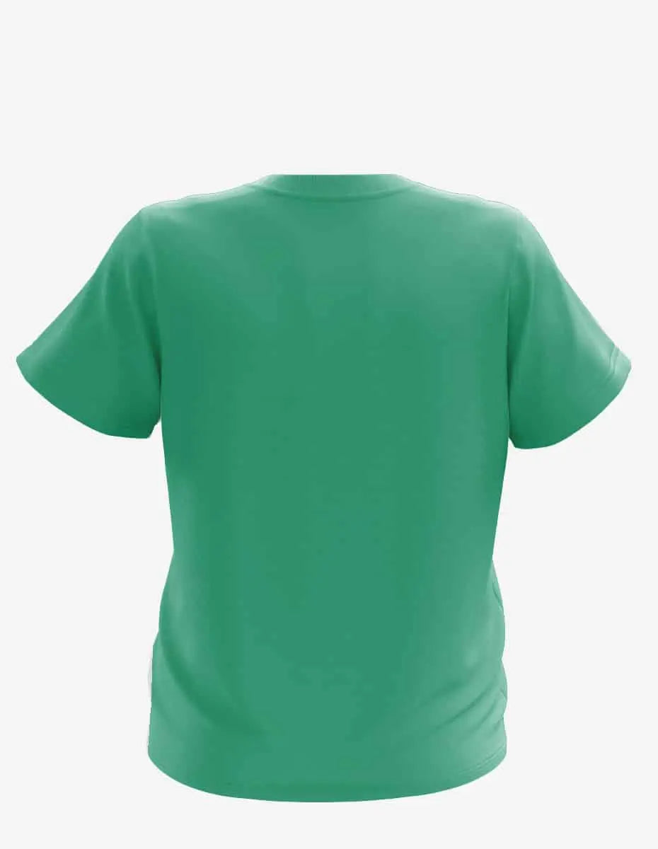 Kids' Bi-blend Youth Mega-Tee in Kelly Heather by SpectraUSA, shown from the back with a relaxed fit and casual style.