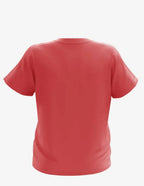 Red heather Bi-blend Youth Mega-Tee for kids by SpectraUSA, front view showing comfortable fit and vibrant color.