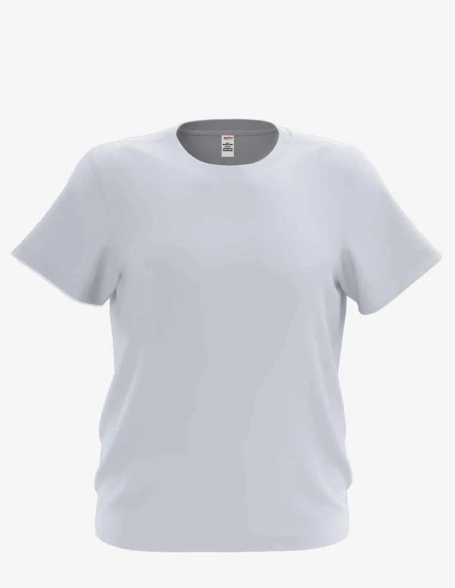 White kids' Bi-blend Youth Mega-Tee by SpectraUSA, front view showing comfortable fit and soft fabric.