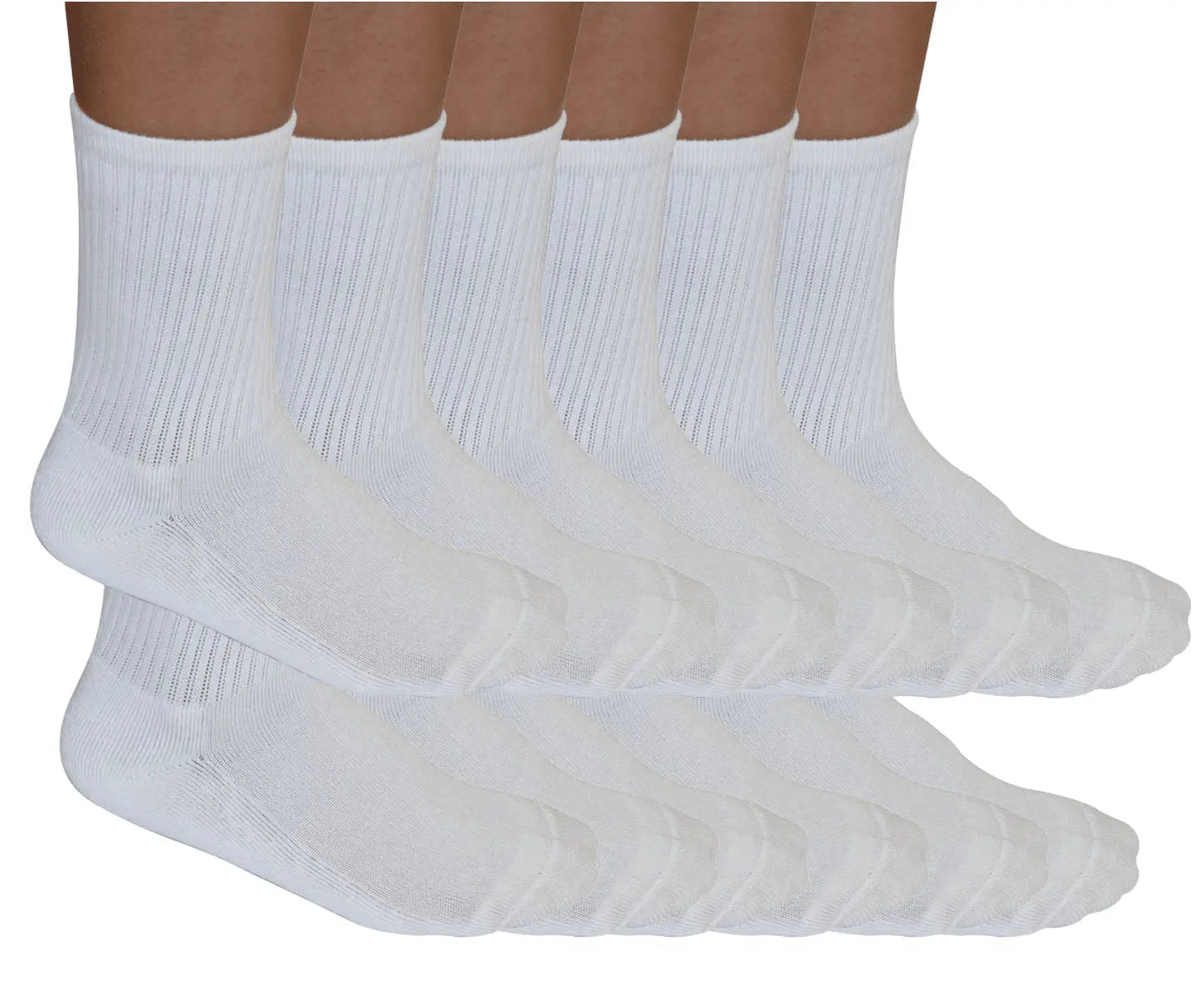 3/4 Crew Athletic Bamboo Viscose Socks Unisex White Color - 12-pack - Blade & Thread