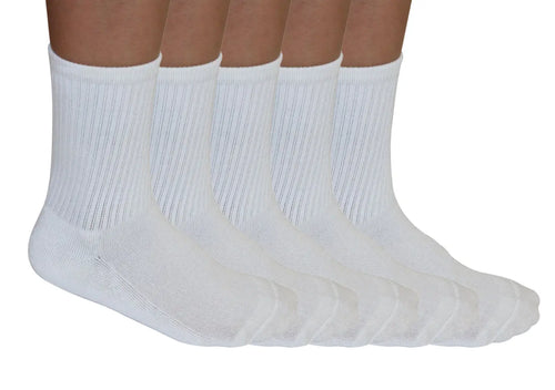 3/4 Crew Athletic Bamboo Viscose Socks Unisex White Color - 5-pack Spun Bamboo