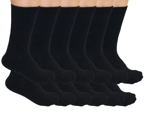 3/4 Crew Black Bamboo Viscose Socks Unisex - 12-pack Spun Bamboo