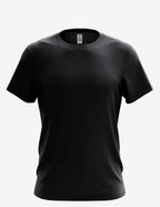 Men's Karma Organic/Recycled 3400SS SpectraUSA black t-shirt front view, showcasing sustainable fabric and classic fit.