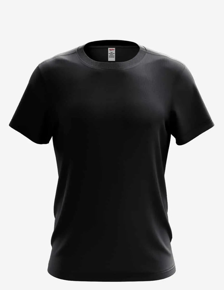 Men's Karma Organic/Recycled 3400SS SpectraUSA black t-shirt front view, showcasing sustainable fabric and classic fit.