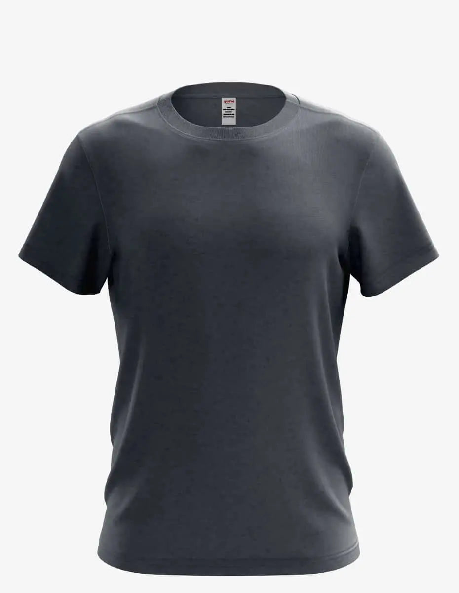Men's Karma Organic/Recycled 3400SS T-shirt in midnight navy heather by SpectraUSA, front view showing the design and fabric details.