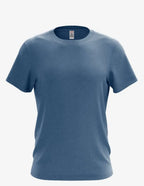 SpectraUSA Karma Organic/Recycled 3400SS men's t-shirt in ocean blue heather, front view showing casual fit and fabric texture.