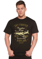 Sky Fighter Spun Bamboo® Men's Bamboo Viscose/Organic Cotton Short Sleeve Graphic T-Shirt Spun Bamboo