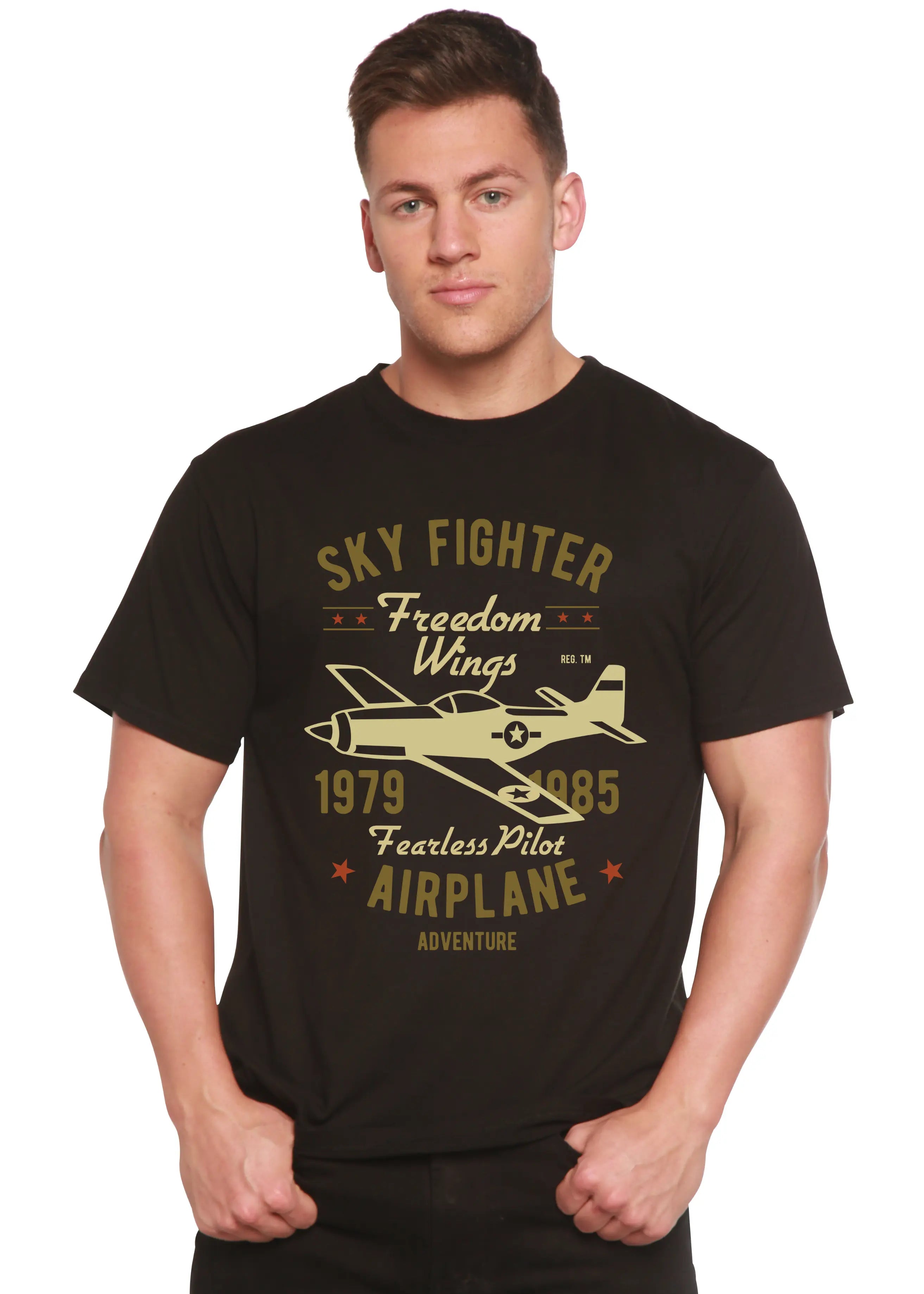 Sky Fighter Spun Bamboo® Men's Bamboo Viscose/Organic Cotton Short Sleeve Graphic T-Shirt Spun Bamboo