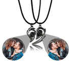 matching couples necklaces for Projection Photo Heart Magnetic Necklace nowadaysfashion