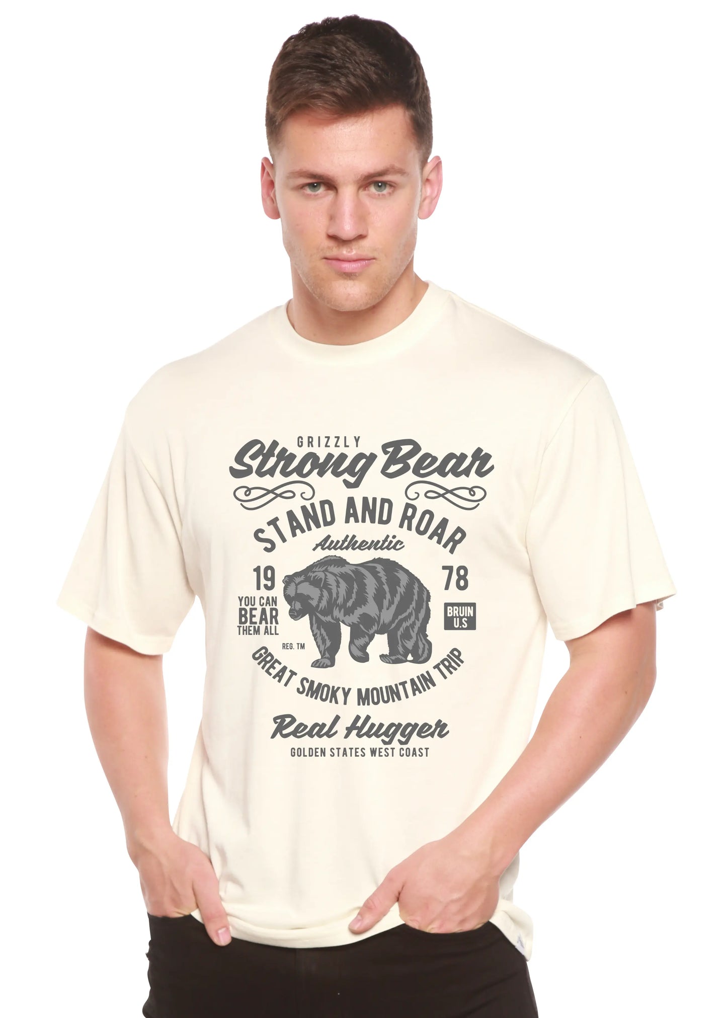 Strong Bear Spun Bamboo® Men's Bamboo Viscose/Organic Cotton Short Sleeve Graphic T-Shirt Spun Bamboo