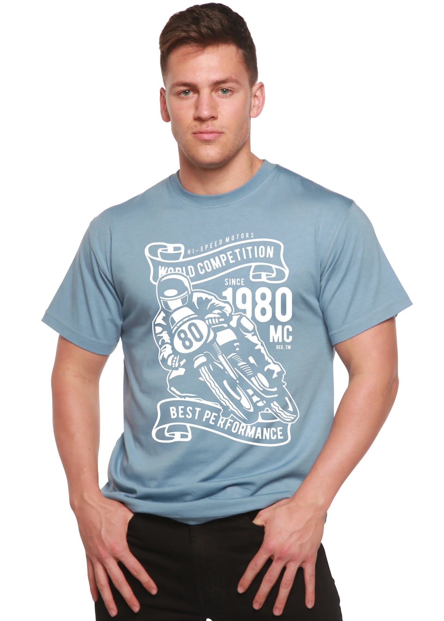 World Competition Men's Bamboo Viscose/Organic Cotton Short Sleeve Graphic Graphic T-Shirt Spun Bamboo