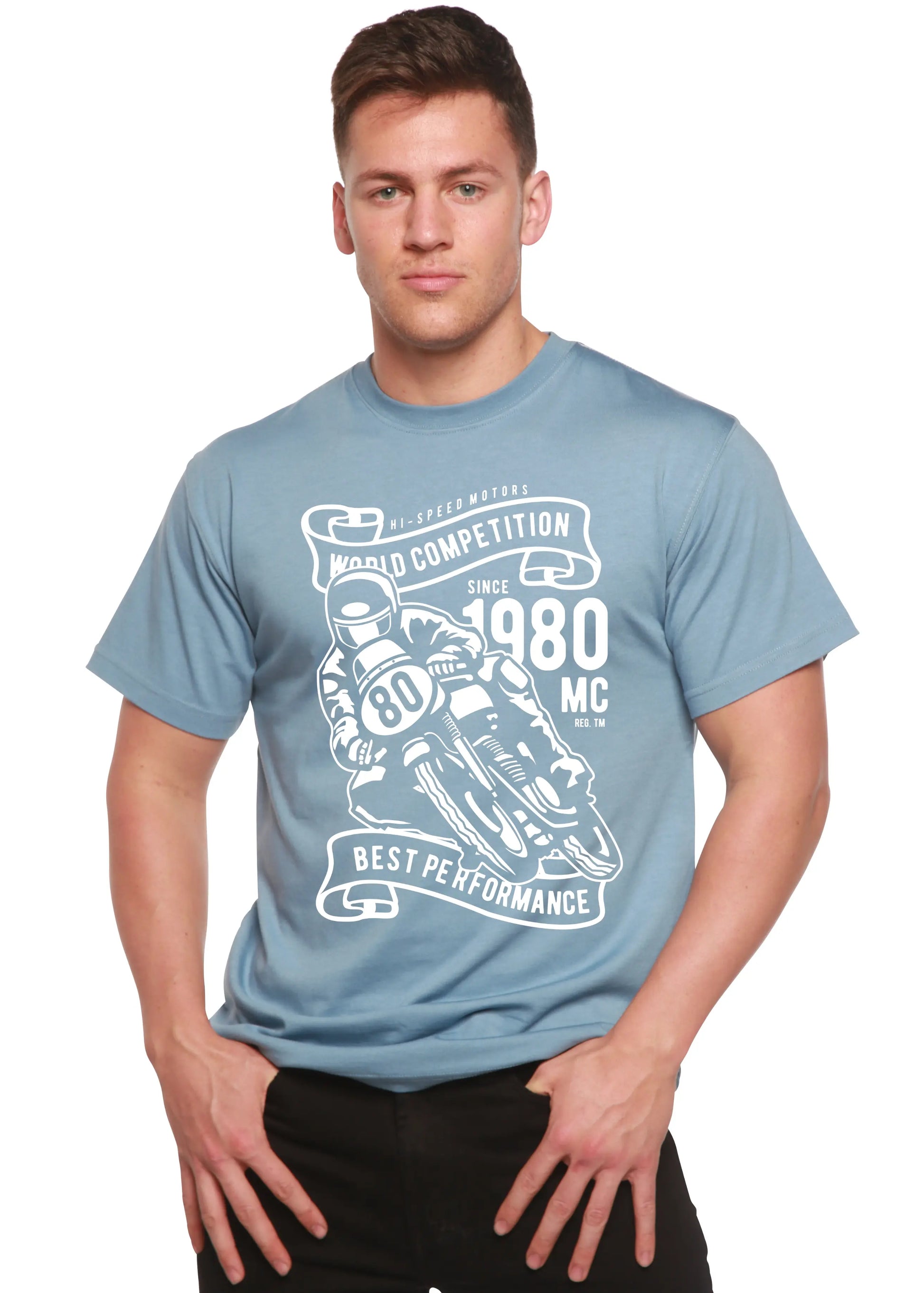 World Competition Men's Bamboo Viscose/Organic Cotton Short Sleeve Graphic Graphic T-Shirt Spun Bamboo