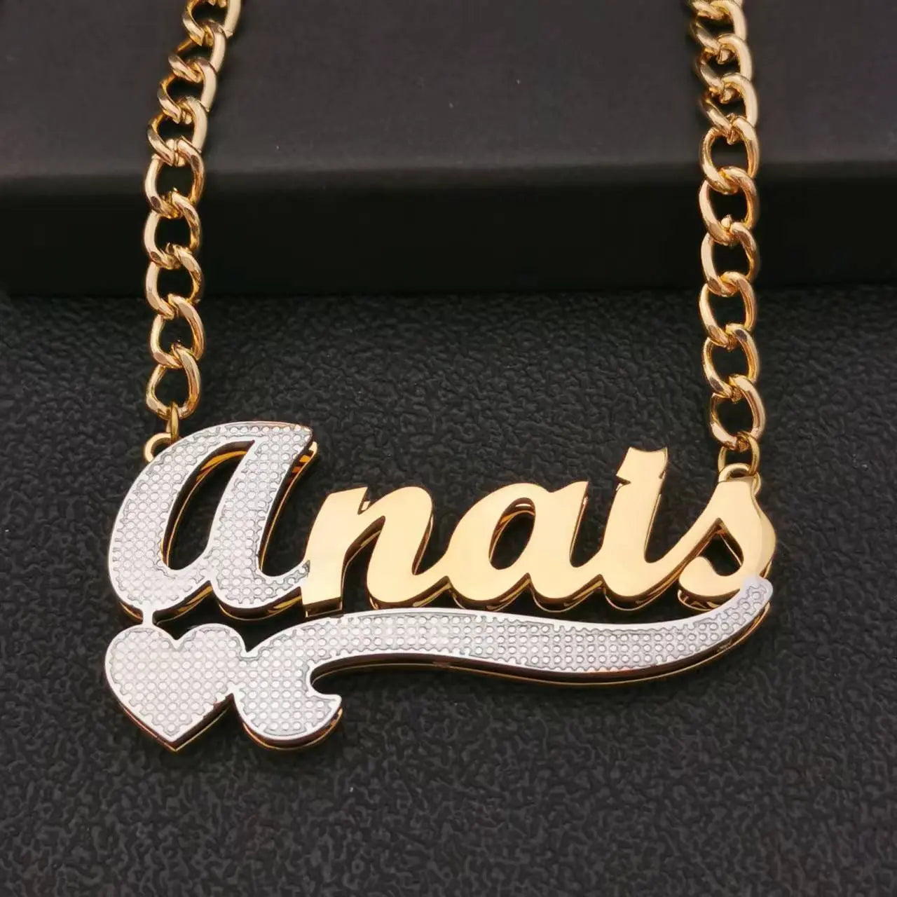 3D Double Plate Custom Nameplate Necklace Gold Plate Pendant Personalized Name Necklace - Blade & Thread