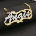 3D Double Plate Custom Nameplate Necklace Gold Plate Pendant Personalized Name Necklace nowadaysfashion