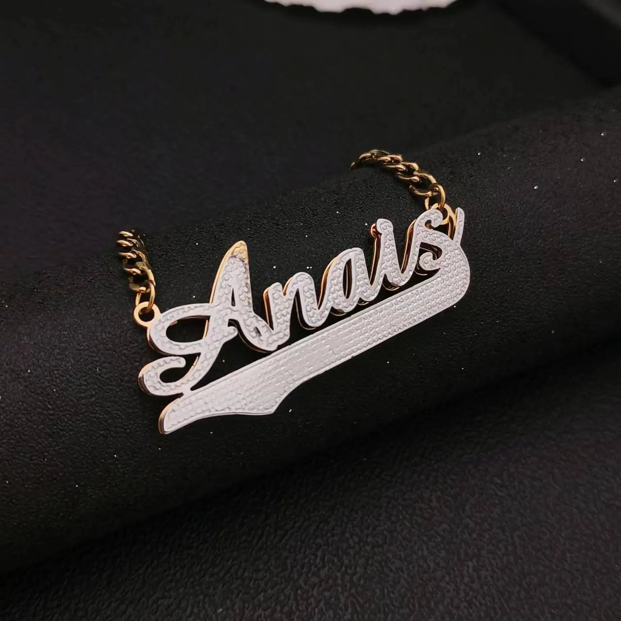 3D Double Plate Custom Nameplate Necklace Gold Plate Pendant Personalized Name Necklace - Blade & Thread