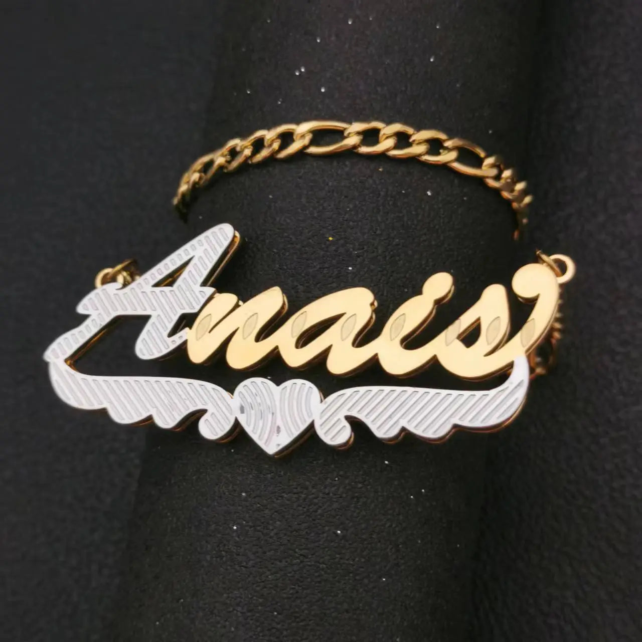 3D Double Plate Custom Nameplate Necklace Gold Plate Pendant Personalized Name Necklace - Blade & Thread