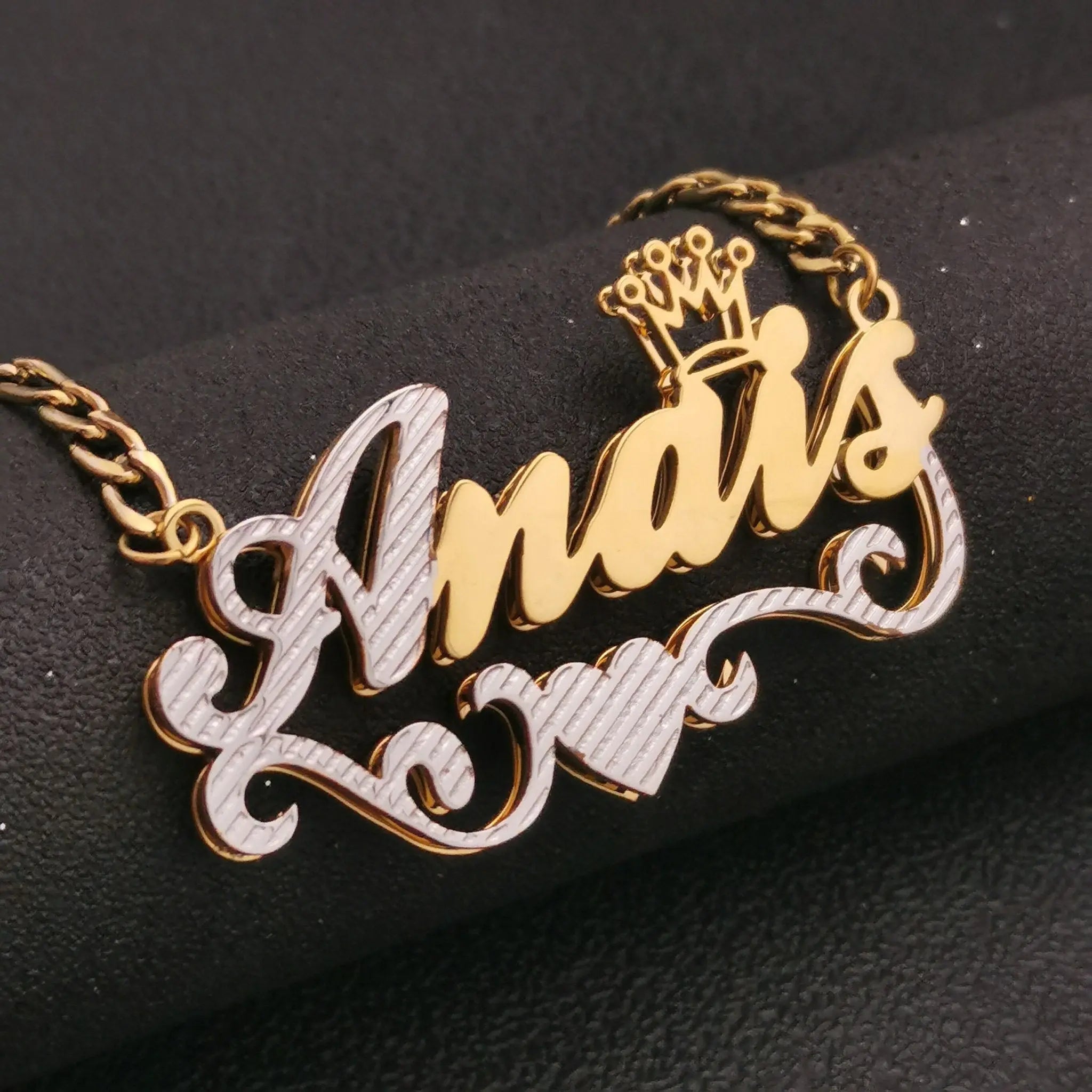 3D Double Plate Custom Nameplate Necklace Gold Plate Pendant Personalized Name Necklace nowadaysfashion