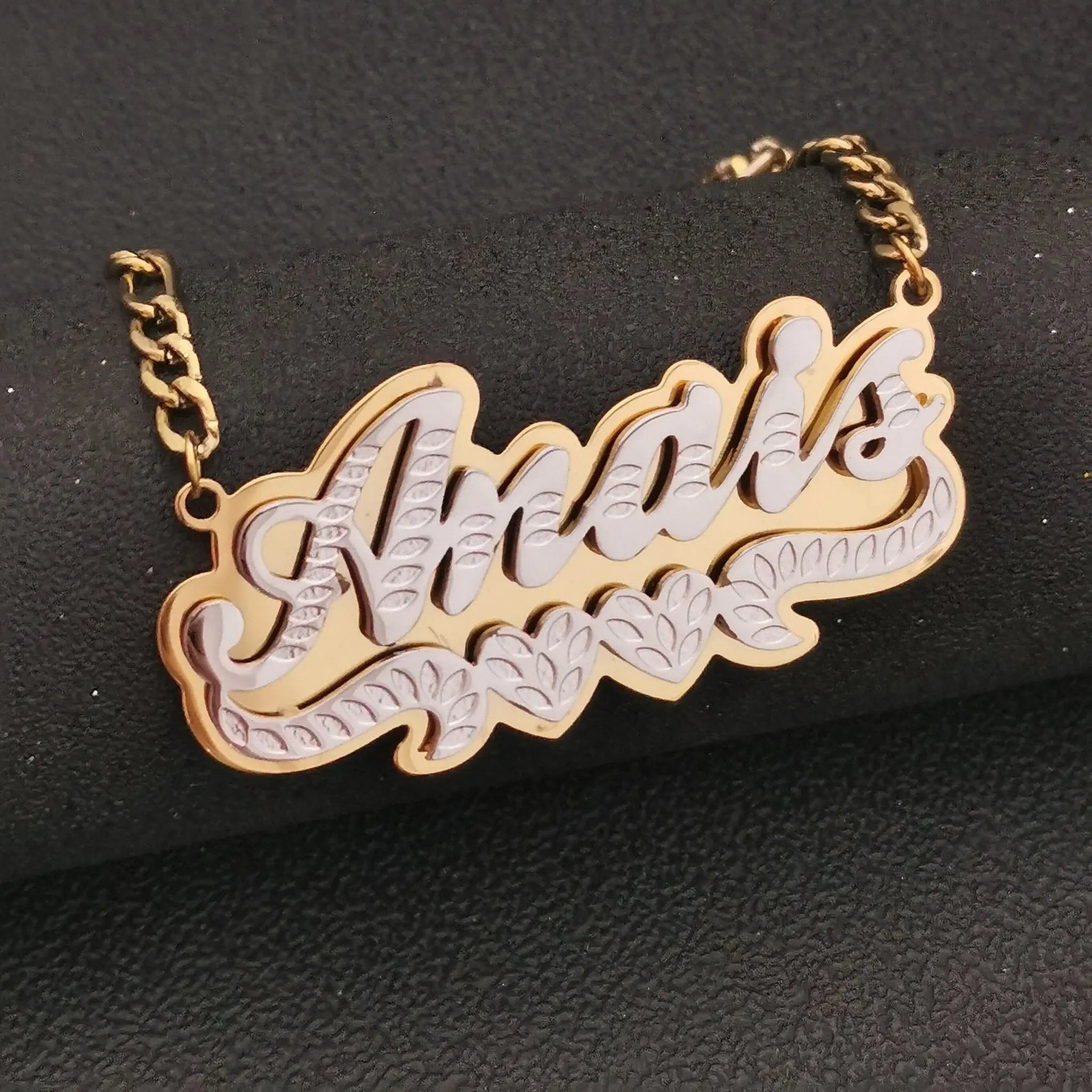 3D Double Plate Custom Nameplate Necklace Gold Plate Pendant Personalized Name Necklace nowadaysfashion