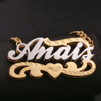 3D Double Plate Custom Nameplate Necklace Gold Plate Pendant Personalized Name Necklace nowadaysfashion