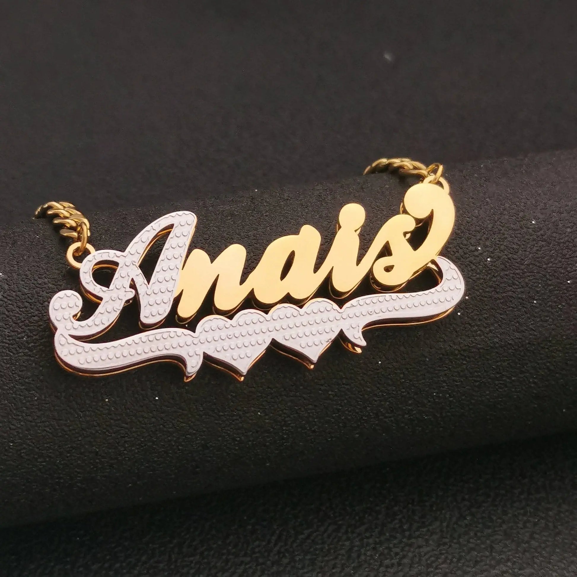 3D Double Plate Custom Nameplate Necklace Gold Plate Pendant Personalized Name Necklace - Blade & Thread