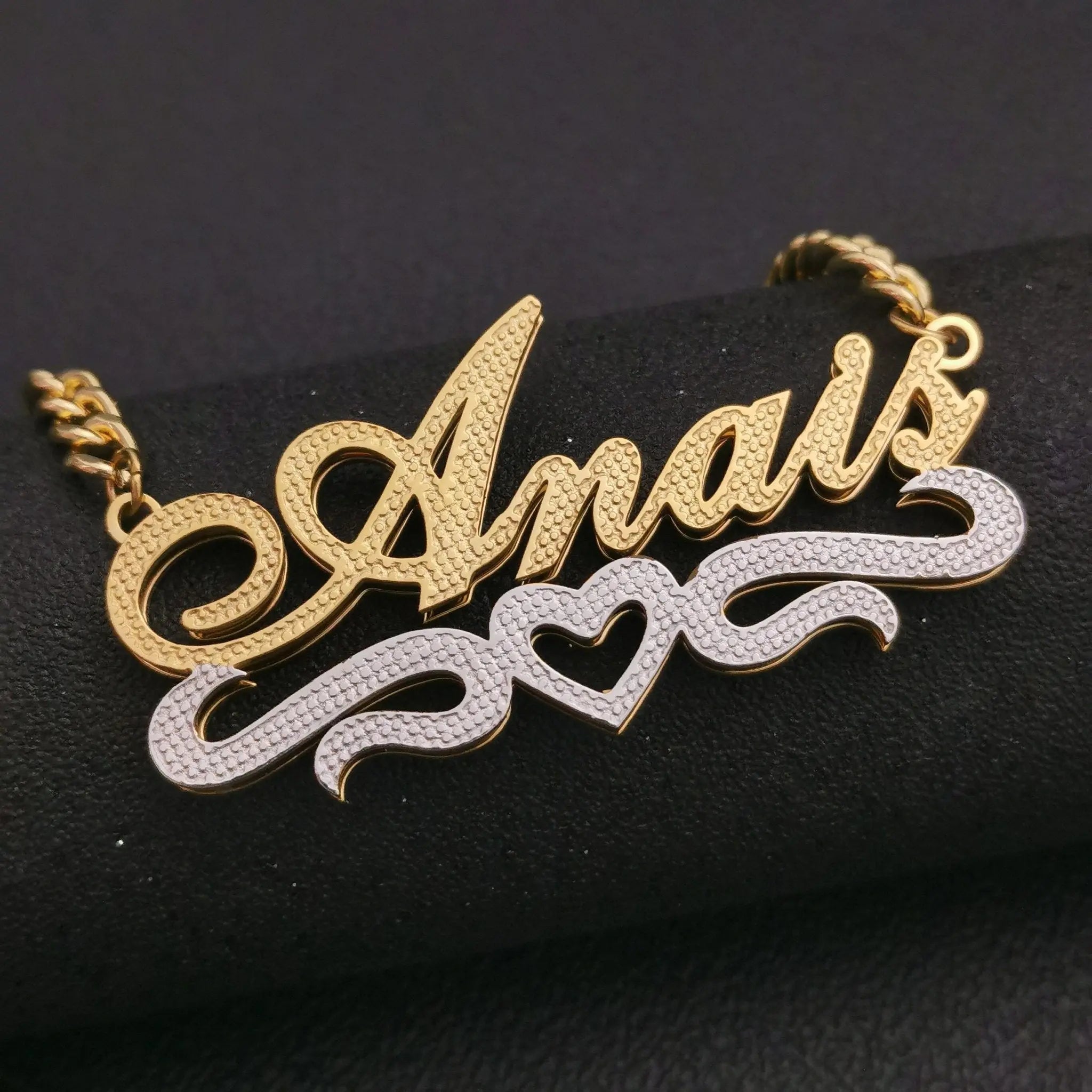 3D Double Plate Custom Nameplate Necklace Gold Plate Pendant Personalized Name Necklace nowadaysfashion