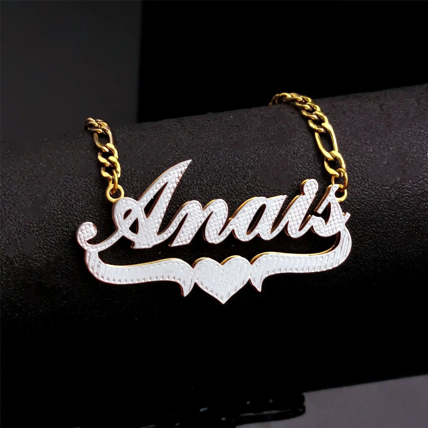 3D Double Plate Custom Nameplate Necklace Gold Plate Pendant Personalized Name Necklace - Blade & Thread