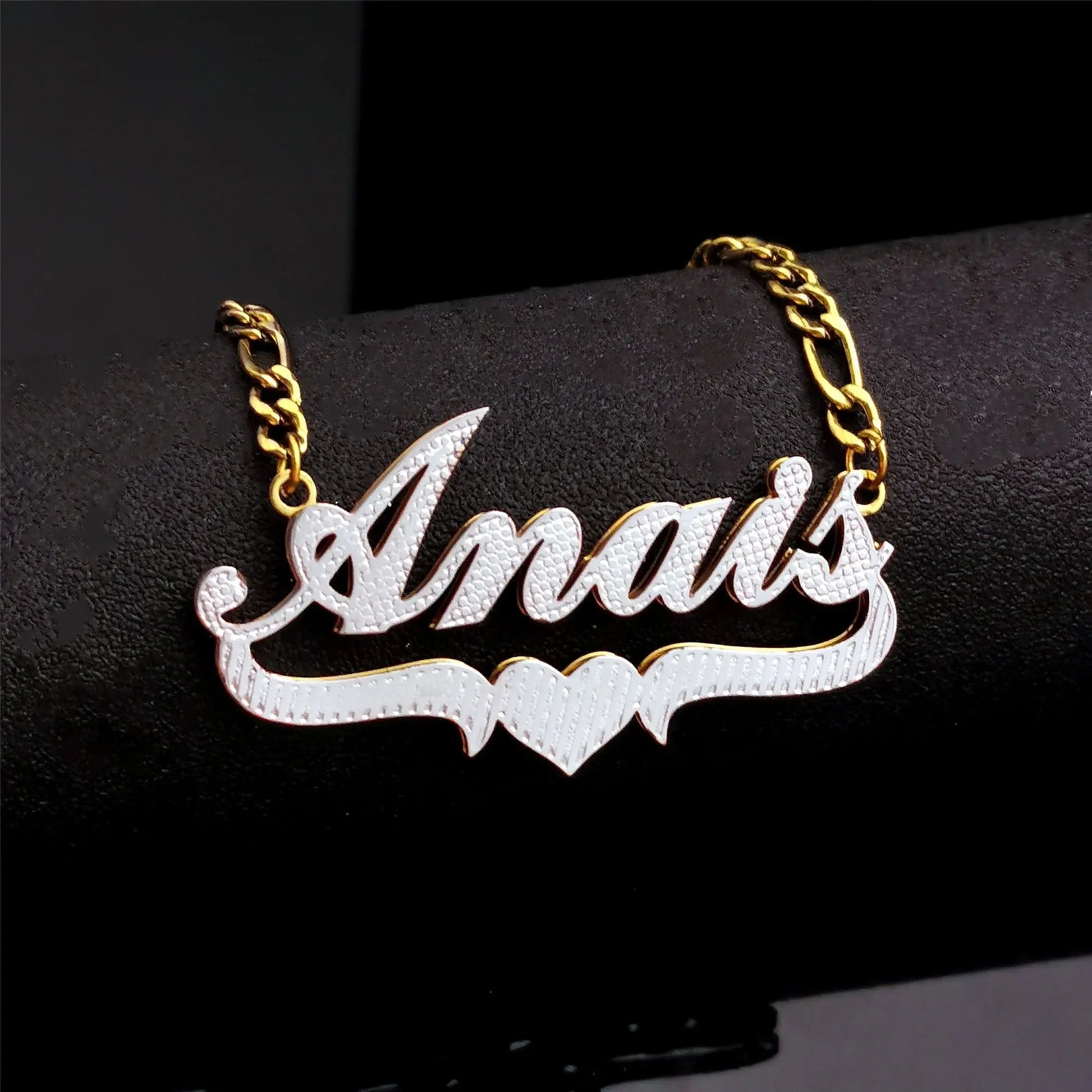 3D Double Plate Custom Nameplate Necklace Gold Plate Pendant Personalized Name Necklace - Blade & Thread