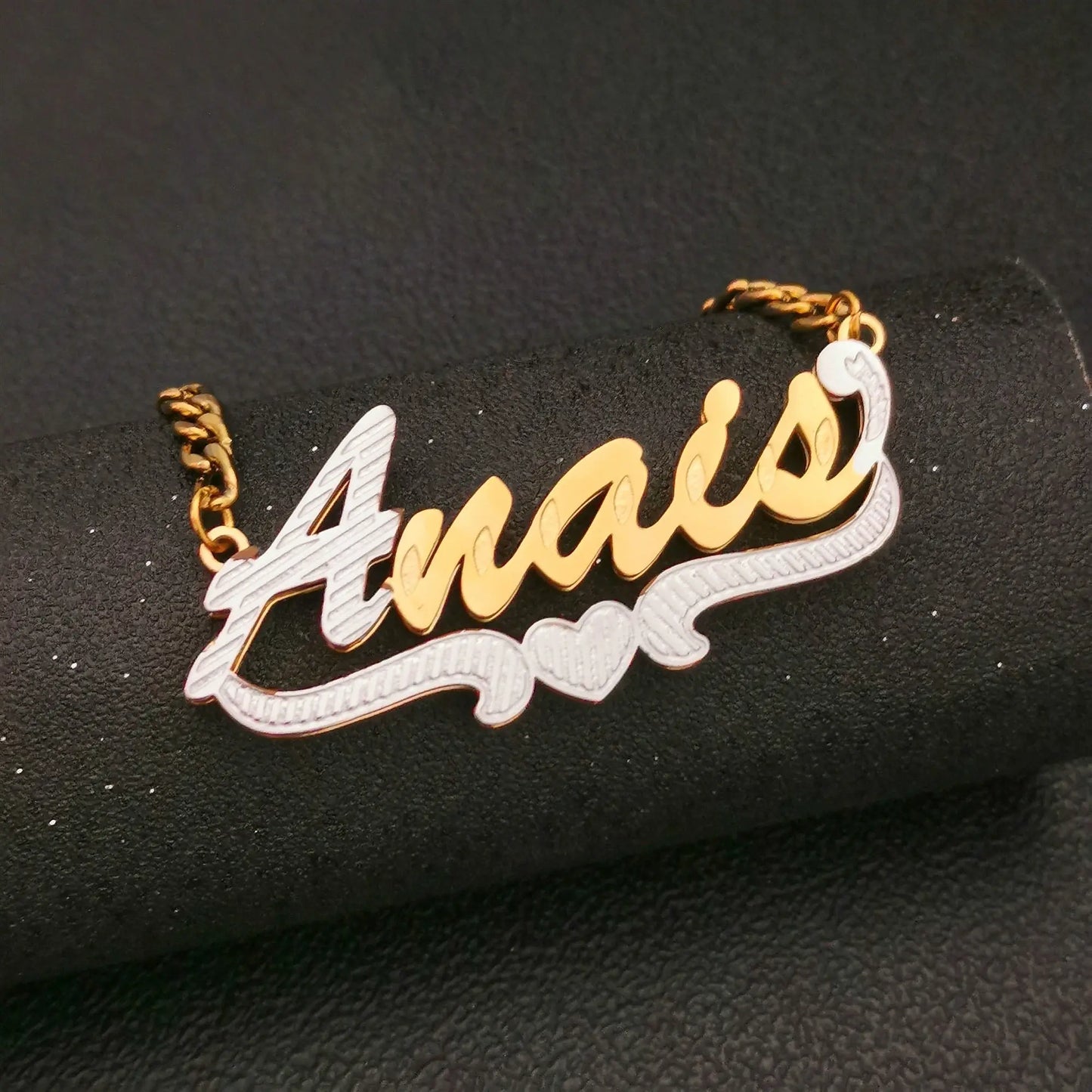 3D Double Plate Custom Nameplate Necklace Gold Plate Pendant Personalized Name Necklace - Blade & Thread