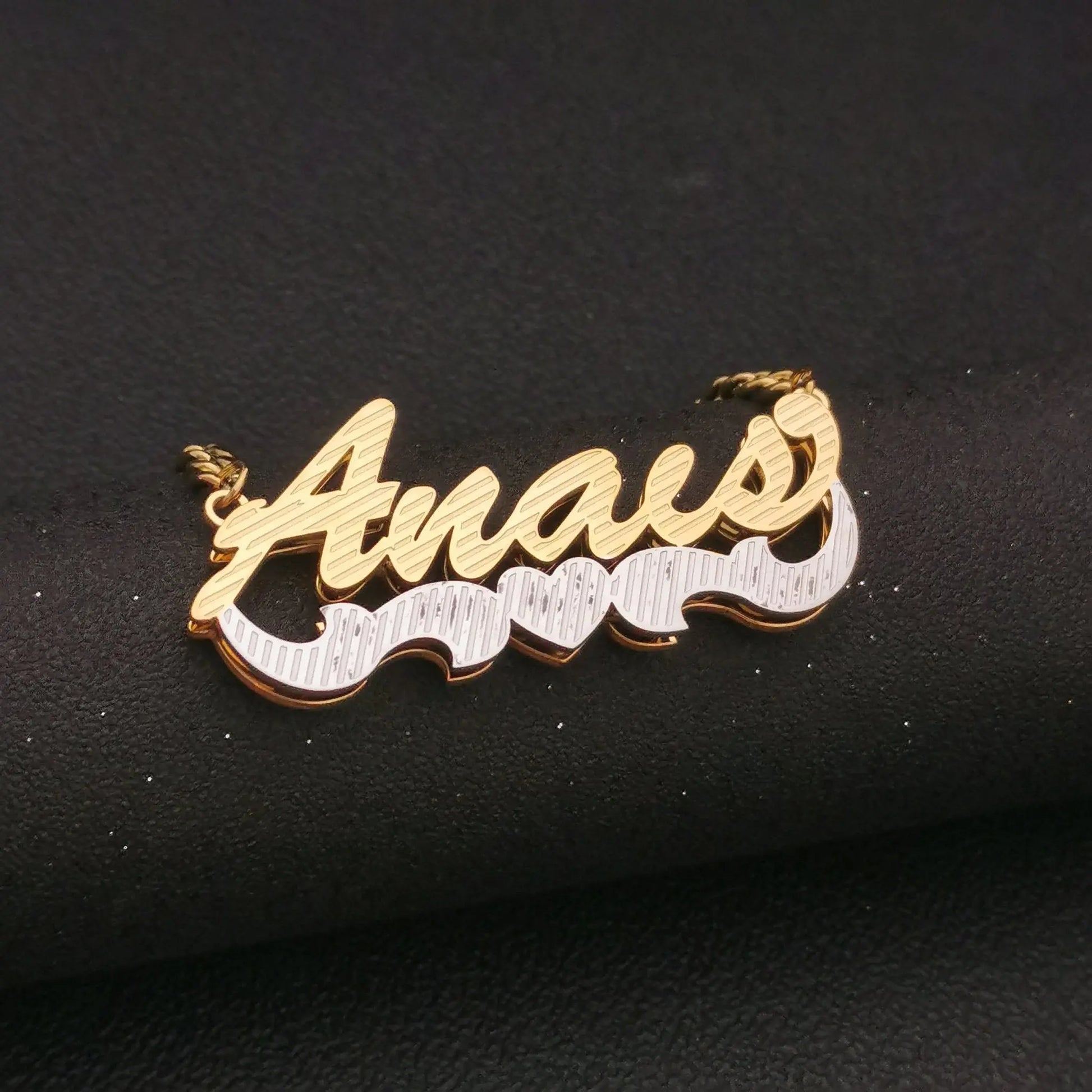 3D Double Plate Custom Nameplate Necklace Gold Plate Pendant Personalized Name Necklace - Blade & Thread
