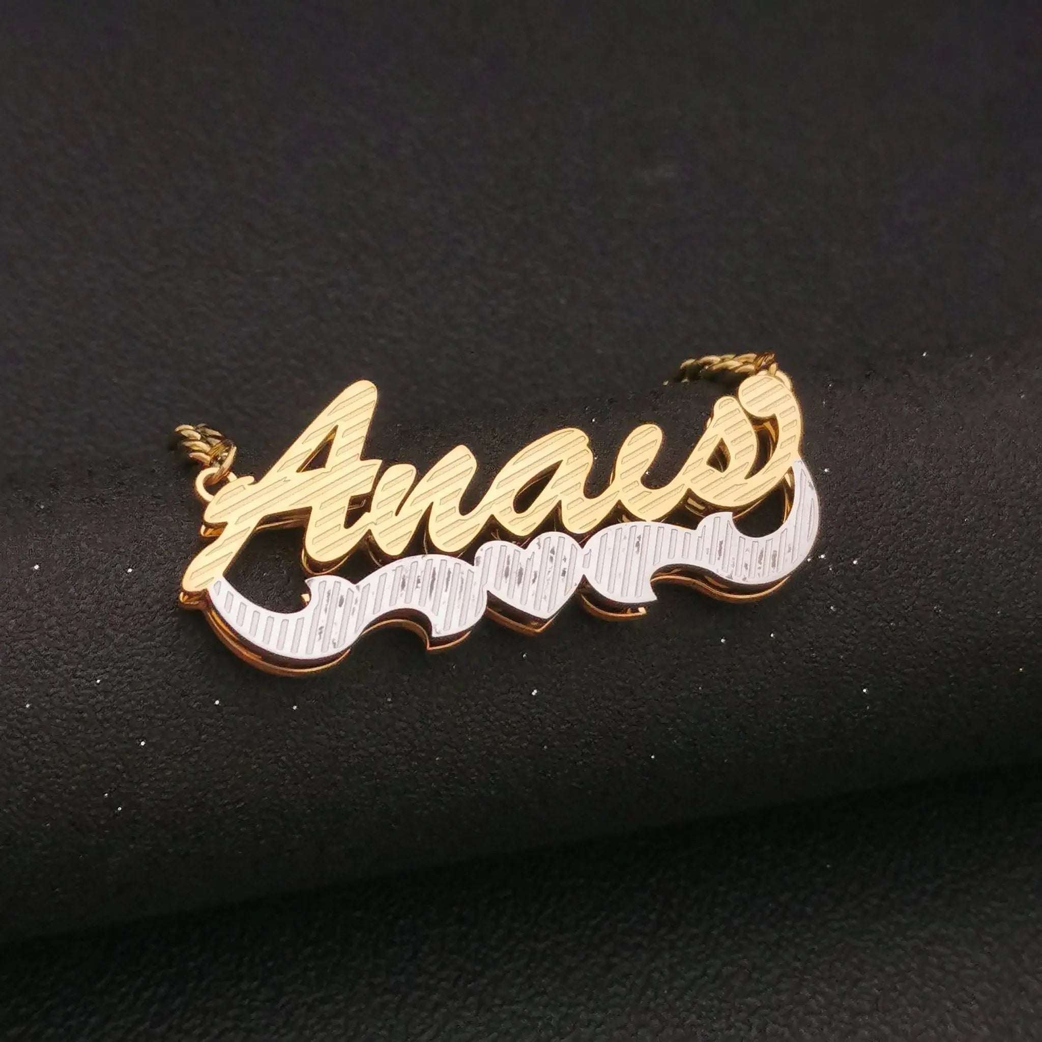 3D Double Plate Custom Nameplate Necklace Gold Plate Pendant Personalized Name Necklace nowadaysfashion