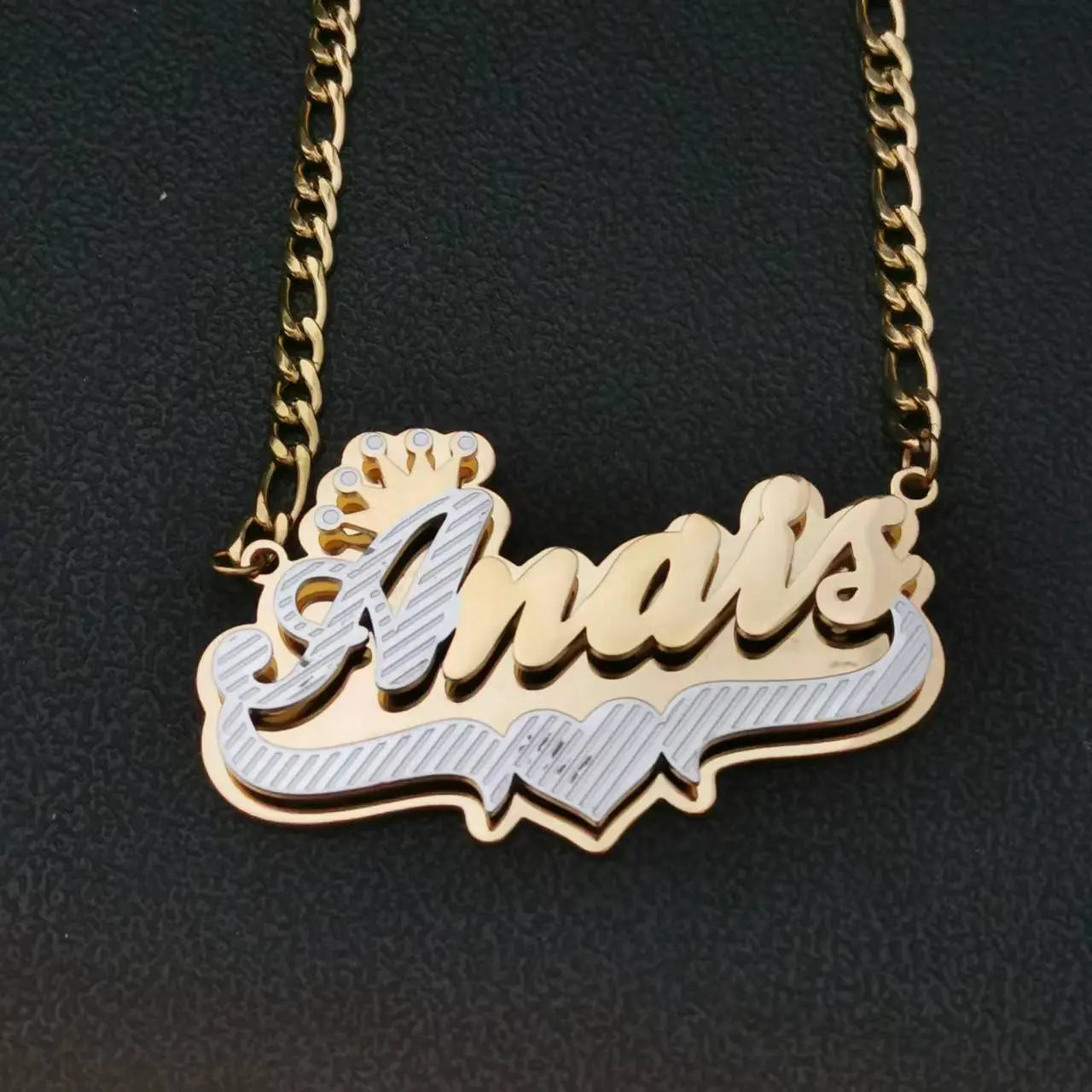 3D Double Plate Custom Nameplate Necklace Gold Plate Pendant Personalized Name Necklace nowadaysfashion
