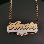 3D Double Plate Custom Nameplate Necklace Gold Plate Pendant Personalized Name Necklace nowadaysfashion