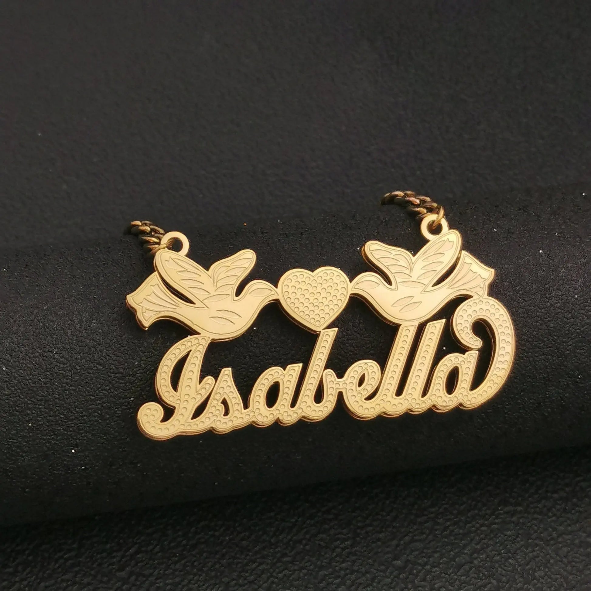 3D Double Plate Custom Nameplate Necklace Gold Plate Pendant Personalized Name Necklace - Blade & Thread