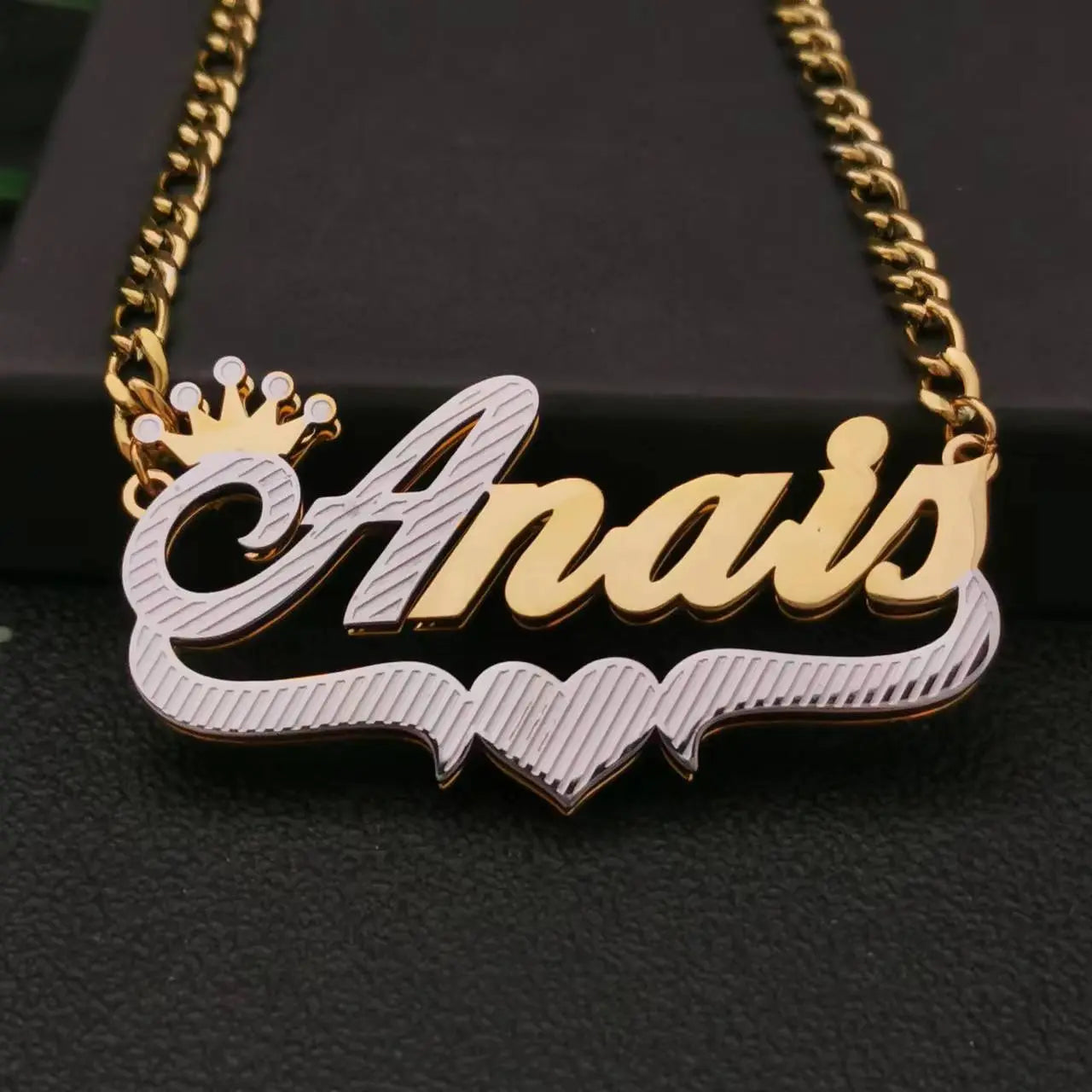 3D Double Plate Custom Nameplate Necklace Gold Plate Pendant Personalized Name Necklace - Blade & Thread